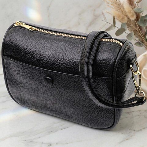 Сумка крос-боді для жінок з натуральної шкіри на кожен день Vintage 22590 Чорна 22590 фото