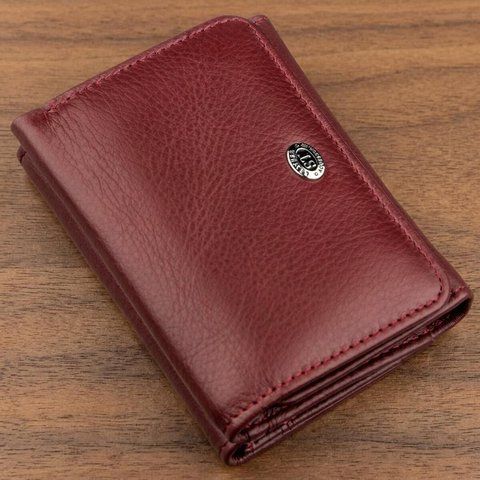 Компактний жіночий гаманець на кнопці ST Leather 18885 Темно-червоний 18885 фото