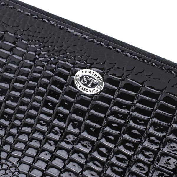 Лакований жіночий гаманець на блискавці із натуральної шкіри ST Leather 22678 Чорний 22678 фото