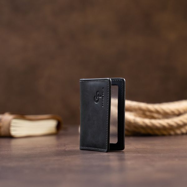 Візитниця з обкладинкою для ID-паспорта з натуральної шкіри GRANDE PELLE 11290 Чорна 11290 фото