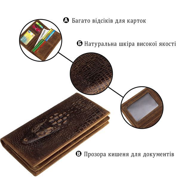 Купюрник чоловічий Vintage 14381 шкіряний Коричневий 14381 фото