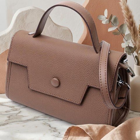 Жіноча сумка з геометричним клапаном з натуральної шкіри Vintage 22630 Коричнева 22630 фото