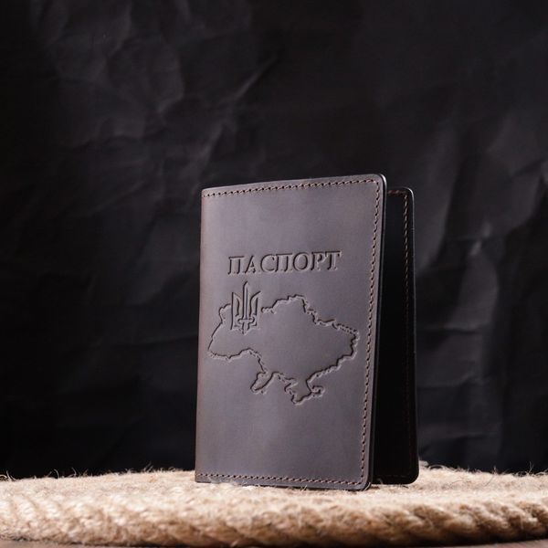 Надійна обкладинка на паспорт у вінтажній шкірі Карта GRANDE PELLE 16771 Коричнева 16771 фото