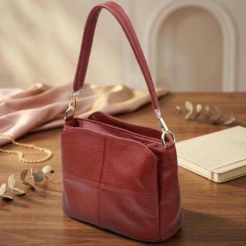 Жіноча шкіряна сумка з трьома секціями Vintage 22981 Червоний 22981 фото