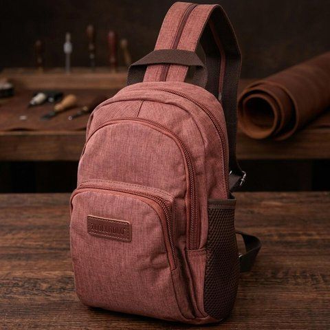 Невеликий рюкзак з поліестру з великою кількістю кишень Vintage 22150 Коричневий 22150 фото