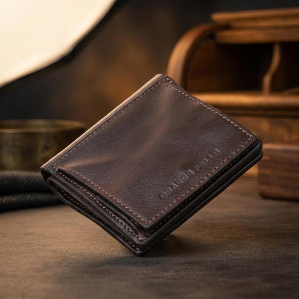 Вертикальне глянсове портмоне з накладною монетницьою GRANDE PELLE 11330 Шоколадне 11330 фото