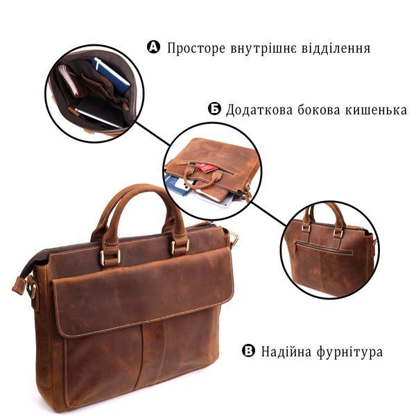 Шкіряний портфель для ноутбука роботи та документів Vintage 14066 Коричневий 14066 фото