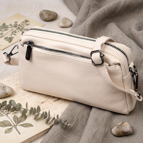 Сумка-клатч для жінок із м'якої натуральної шкіри Vintage 22376 Біла 22376 фото