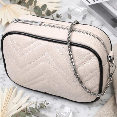 Вечірня жіноча сумка на ланцюжці із натуральної шкіри Vintage 22380 Біла 22380 фото