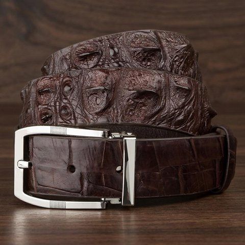 Ремінь чоловічий CROCODILE LEATHER 18178 з натуральної шкіри крокодила Коричневий 18178 фото