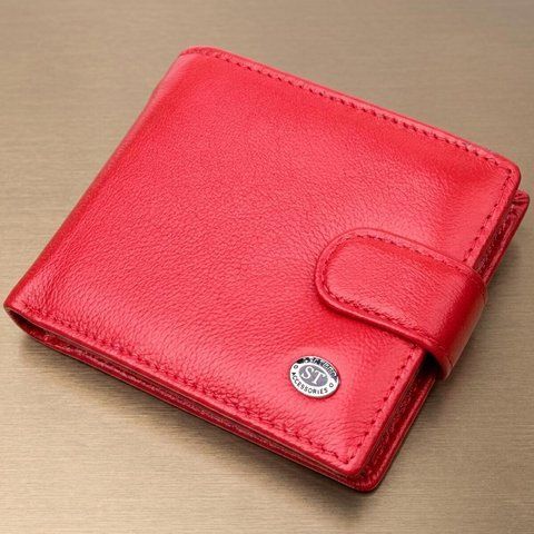 Яскраве жіноче портмоне з блоком для карт з натуральної шкіри ST Leather 19471 Червоний 19471 фото