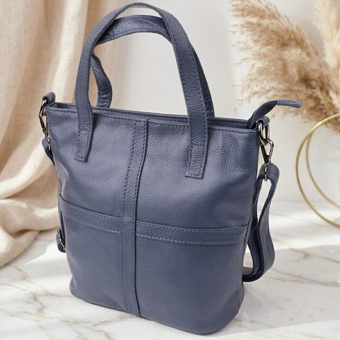 Красива сумка жіноча з натуральної шкіри Vintage 22995 Синій 22995 фото