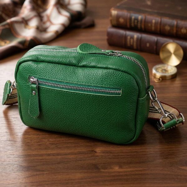 Жіноча шкіряна сумка на плече для міста та щоденного використання Vintage 22120 Зелена 22120 фото